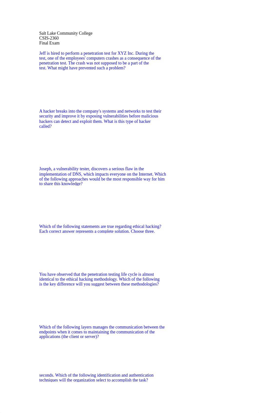 Salt Lake Community College CSIS-2360 Final Exam.docx_dtxb5vemroe_page1
