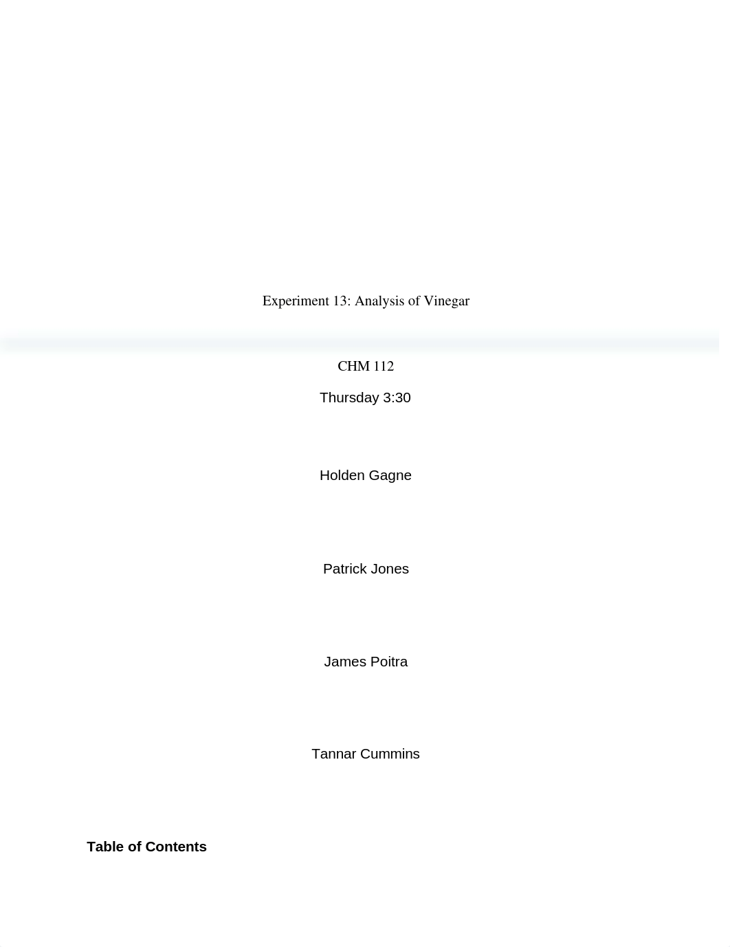 Experiment 13 Analysis of Vinegar cover toc abstract results_dtxcntel2u8_page1