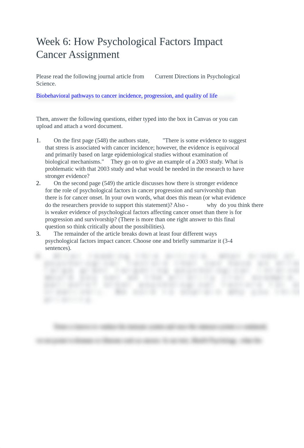 PSYC 310- Week 6 How Psychological Factors Impact Cancer.docx_dtxr4iqib7i_page1