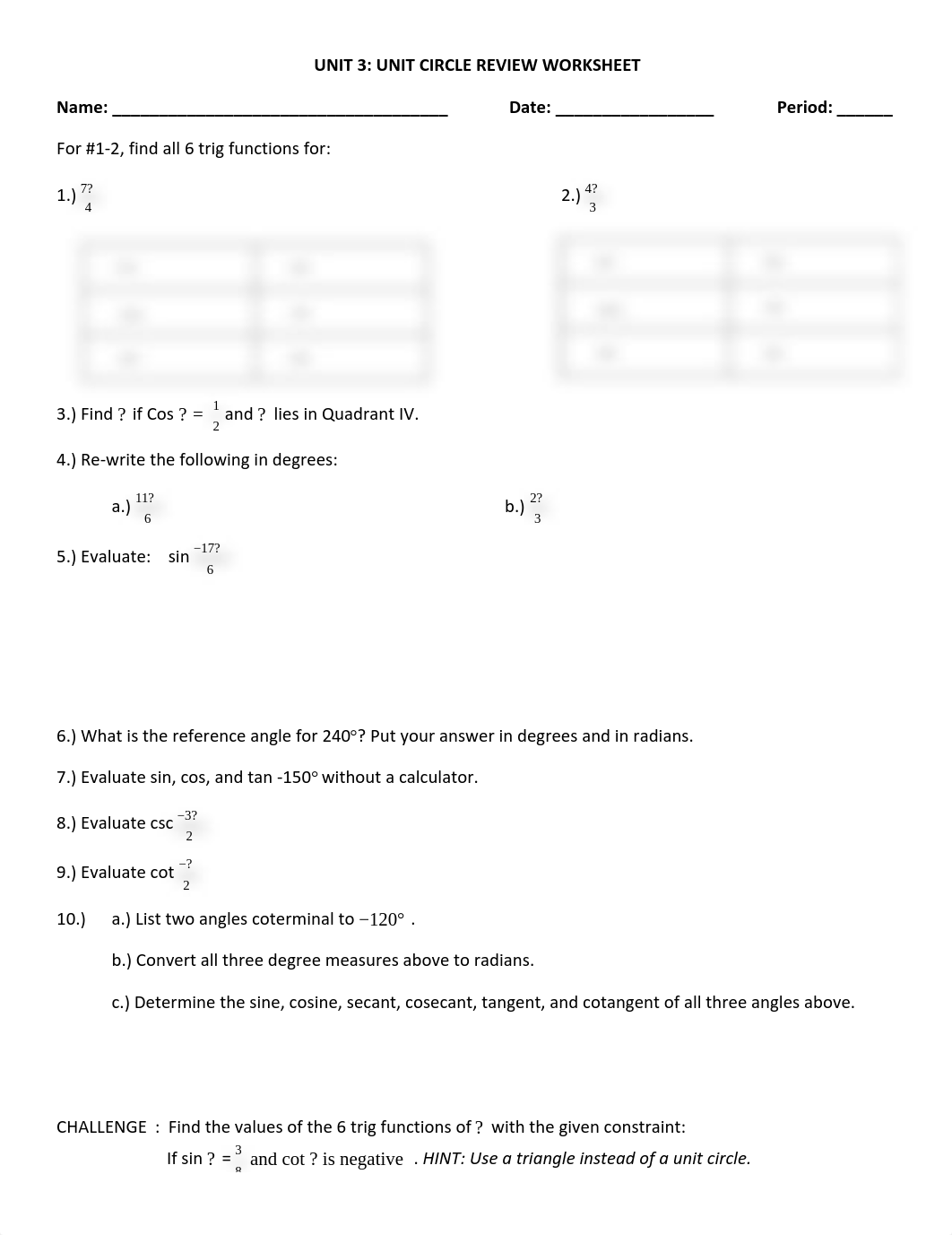 1-19 Review Unit Circle and Graphing.pdf_dty59jz0ax7_page1