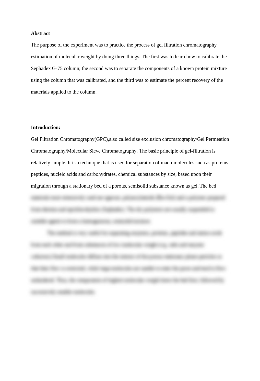 Separation of Molecules by Gel Filtration Chromatography Lab Report1_dtz55nmtgzl_page2