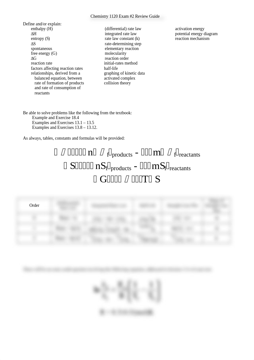 Review for Chemistry 1120 Exam #2 - Thermo II & Kinetics.doc_dtz6yp9vgbv_page1