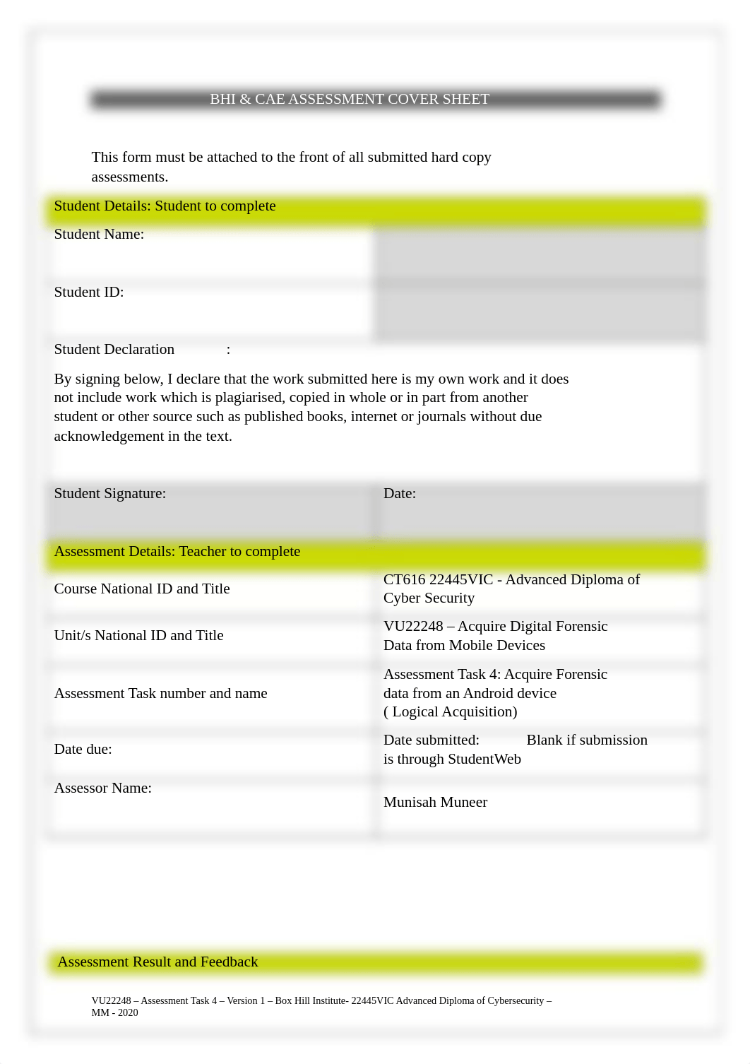 VU22248 - Acquire digital Forensic data from Mobile Devices - Assessment Task 4.docx_dtztsij8cxx_page1