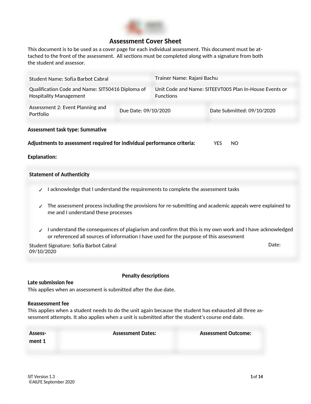 SITEEVT005 Assessment 2 Event planning - Portfolio - Sofía Barbot Cabral.docx_du02p6k7ixw_page1