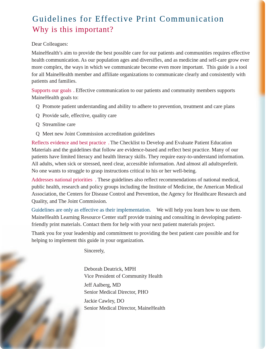 A guide to creating and evaluating patient materials. guidelines for effective print communication.p_du1dznvtohs_page2