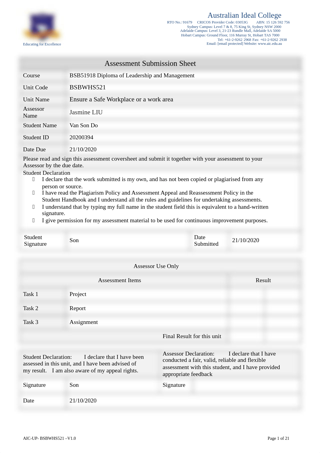 BSBWHS521-Assessment-all Tasks-20200394-Van Son Do.doc_du1uhkndsth_page1