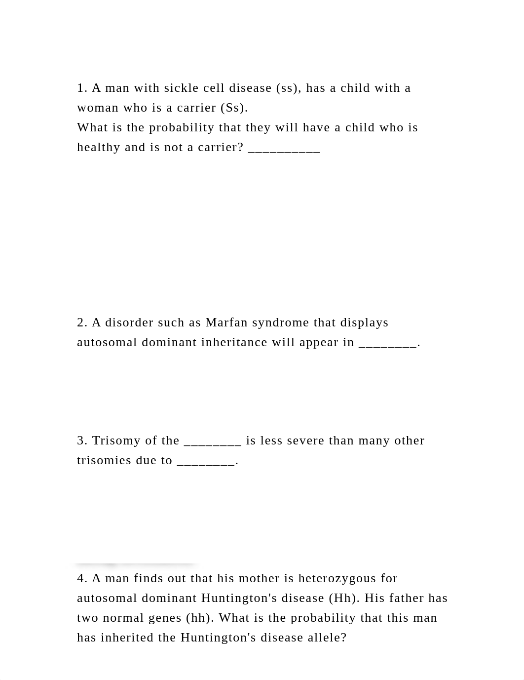 1. A man with sickle cell disease (ss), has a child with a woman who.docx_du2b9wd1axh_page2