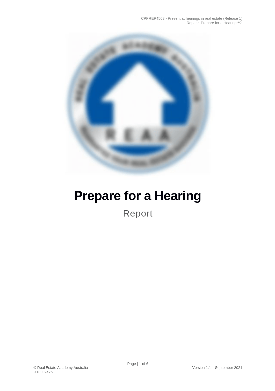 REAA - CPPREP4503 - REPORT - Prepare for a Hearing #2 v1.1.docx_du2g5yvh8tu_page1