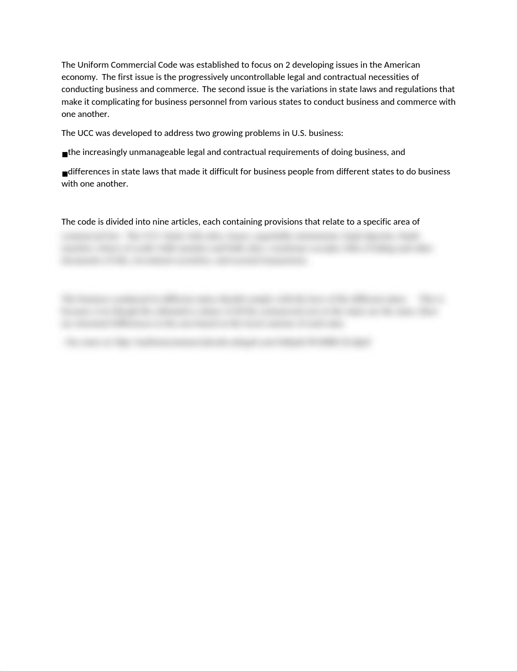 The Uniform Commercial Code was established to focus on 2 developing issues in the American economy._du2szcls1o8_page1