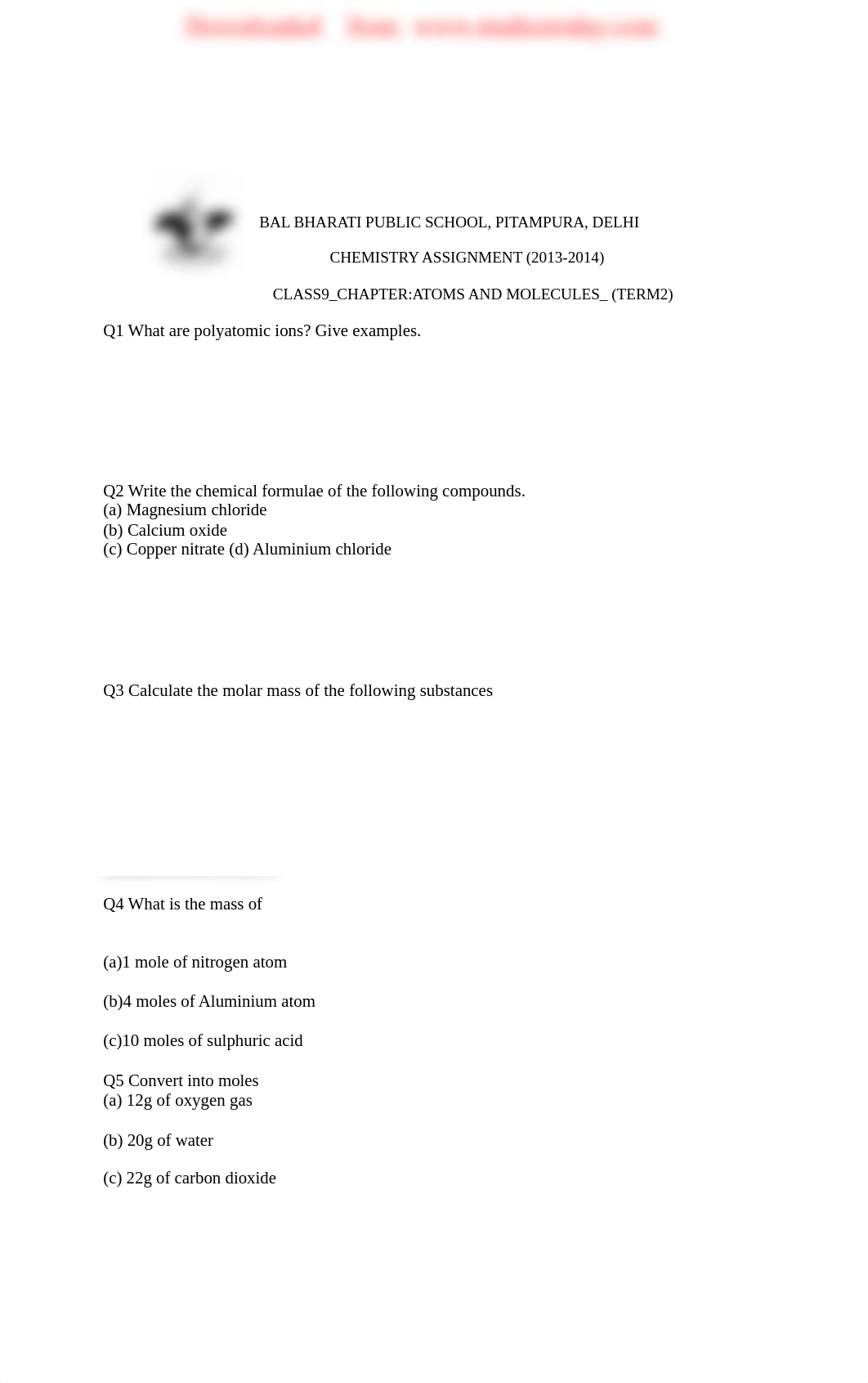 CBSE Class 9 Chemistry Atoms And Molecules Worksheet Set C.pdf_du3066xzyz6_page1