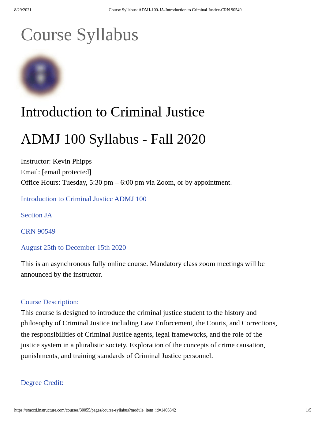 Course Syllabus_ ADMJ-100-JA-Introduction to Criminal Justice-CRN 90549.pdf_du31s20lxr7_page1