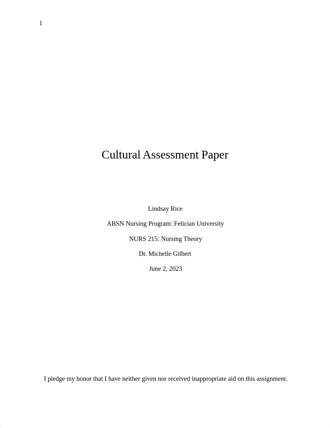 Cultural Assessment Paper NURS 215 - Lindsay Rice.docx_du37wy85d2t_page1