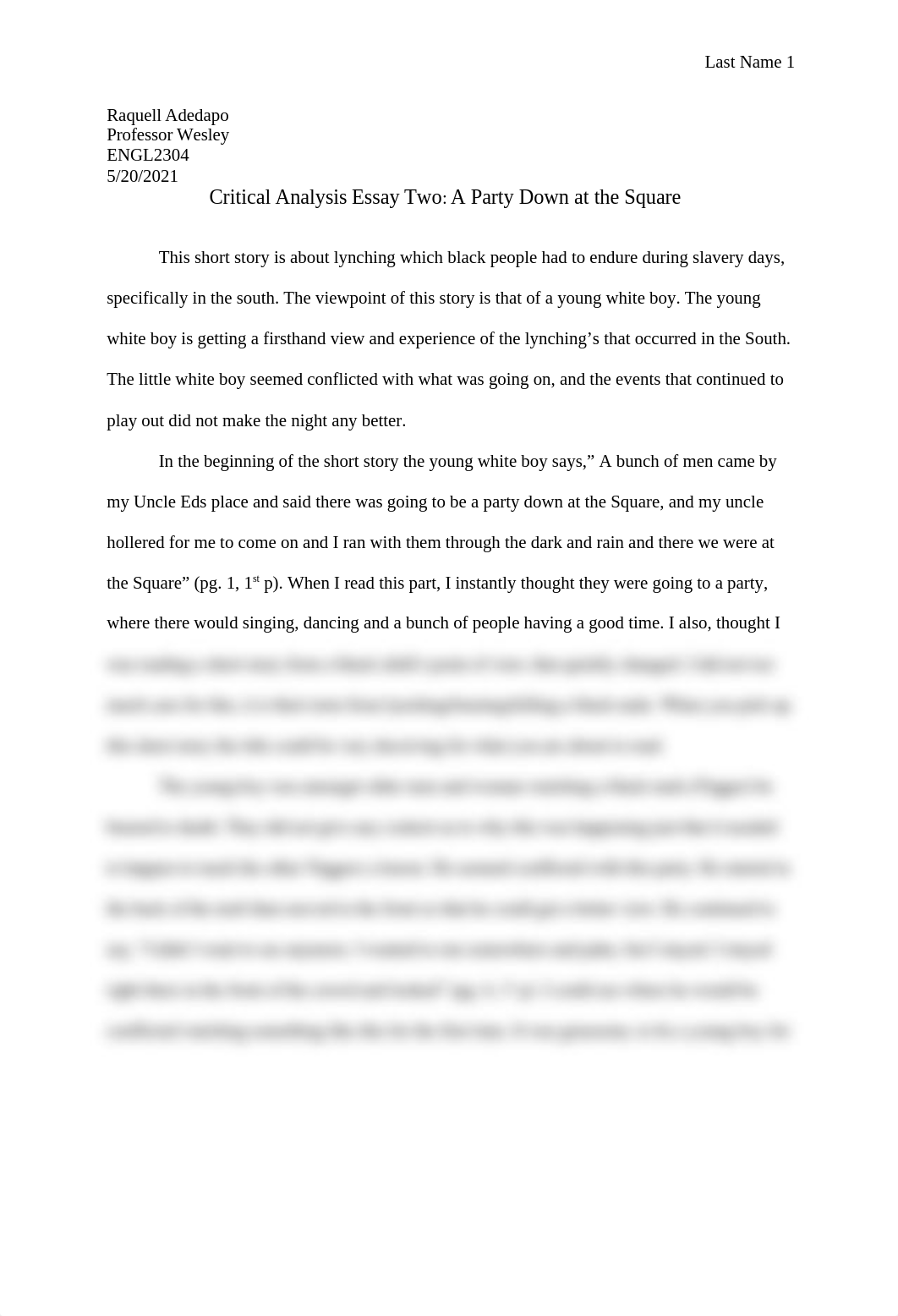 Critical Analysis Essay Two A Party Down at the Square.docx_du3mezyosiz_page1