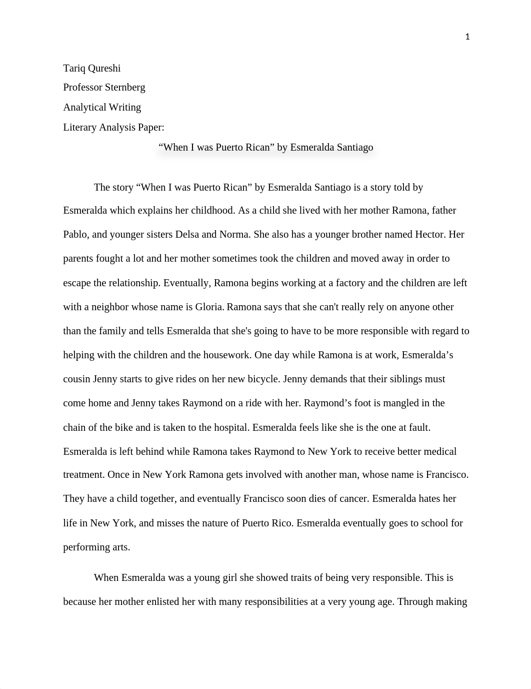 Literary Anaylsis Essay - When I was Puerto Rican by Esmerilda Santiago.docx_du3rn3us214_page1