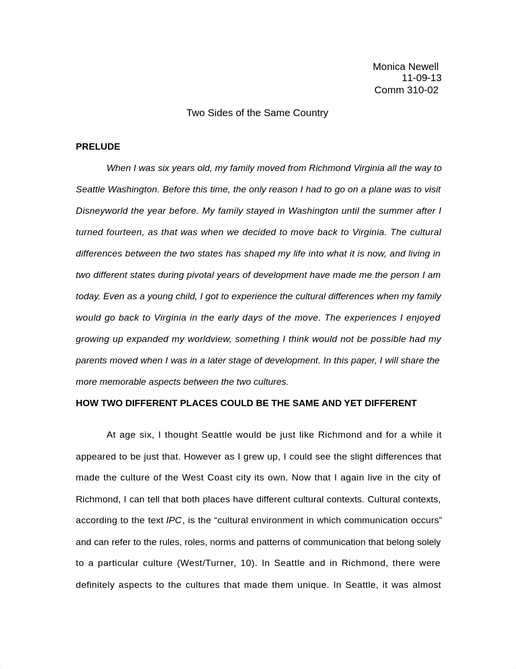 Essay for Interpersonal Communication; Two Sides of the Same Country_du63zvofi20_page1