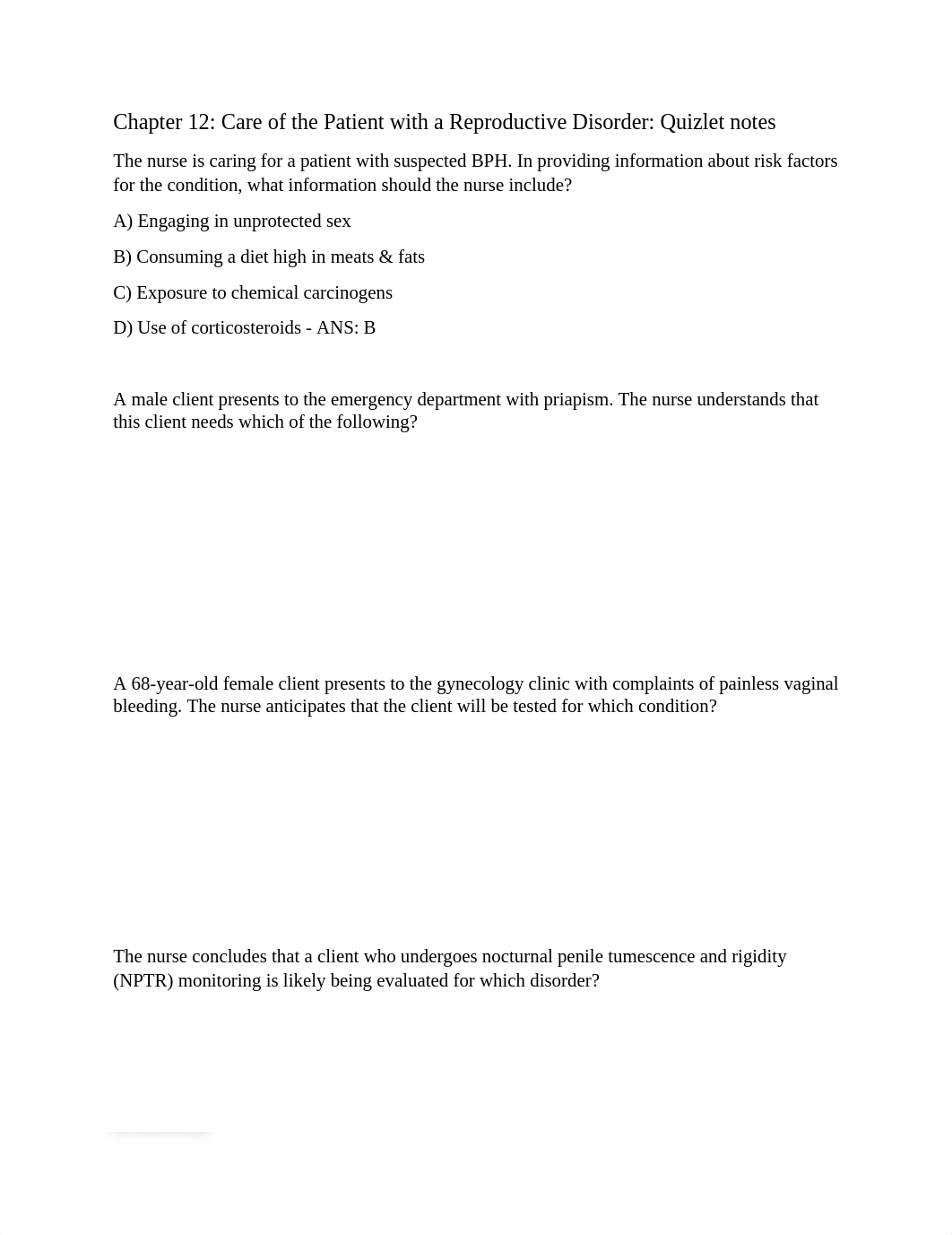 Chapter 12 Care of the Patient with a Reproductive Disorder Quizlet notes.docx_du65cvbdh7l_page1