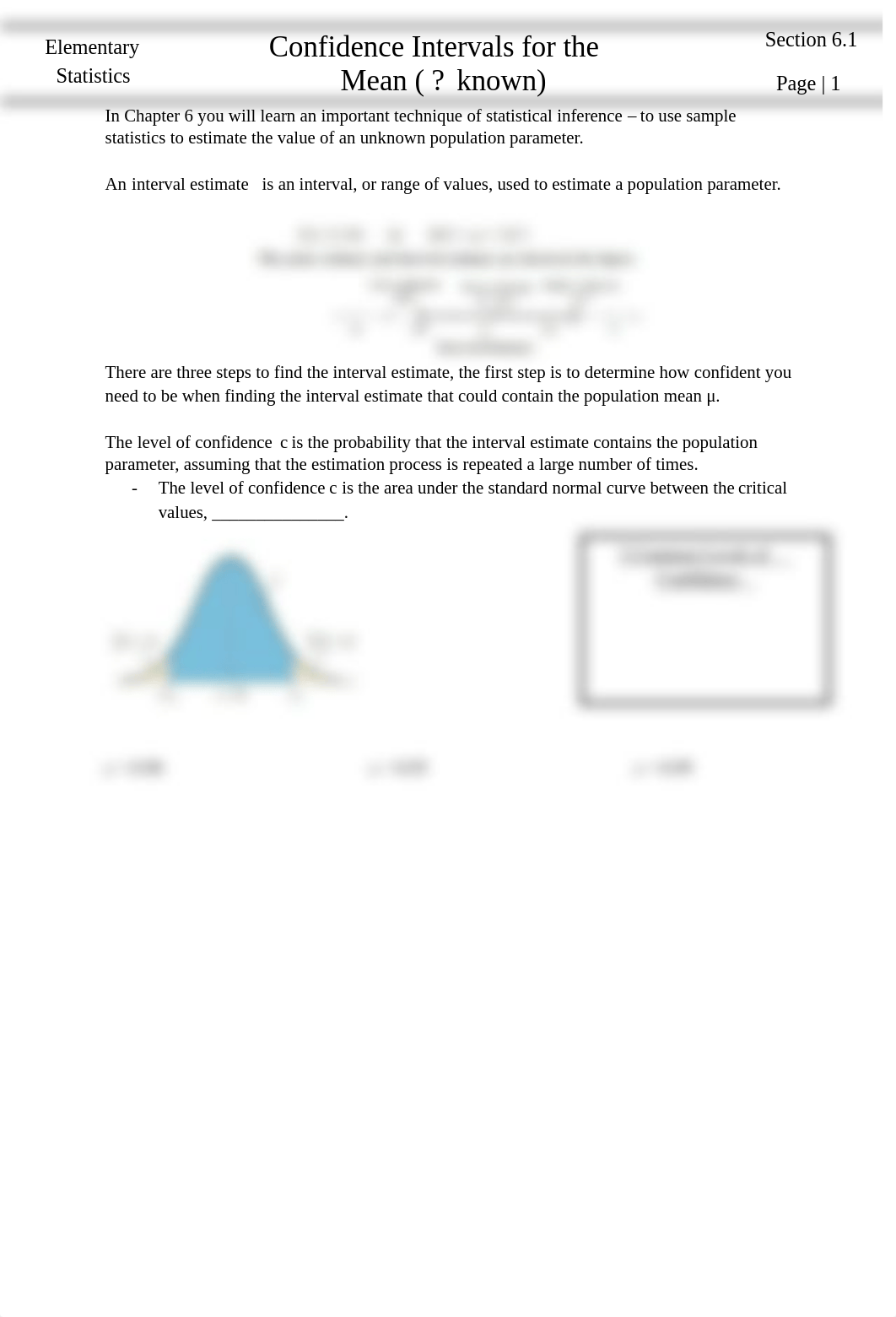 Section 6.1 Confidence Intervals for the Mean (sigma known) (1).pdf_du69d2y4s3b_page1