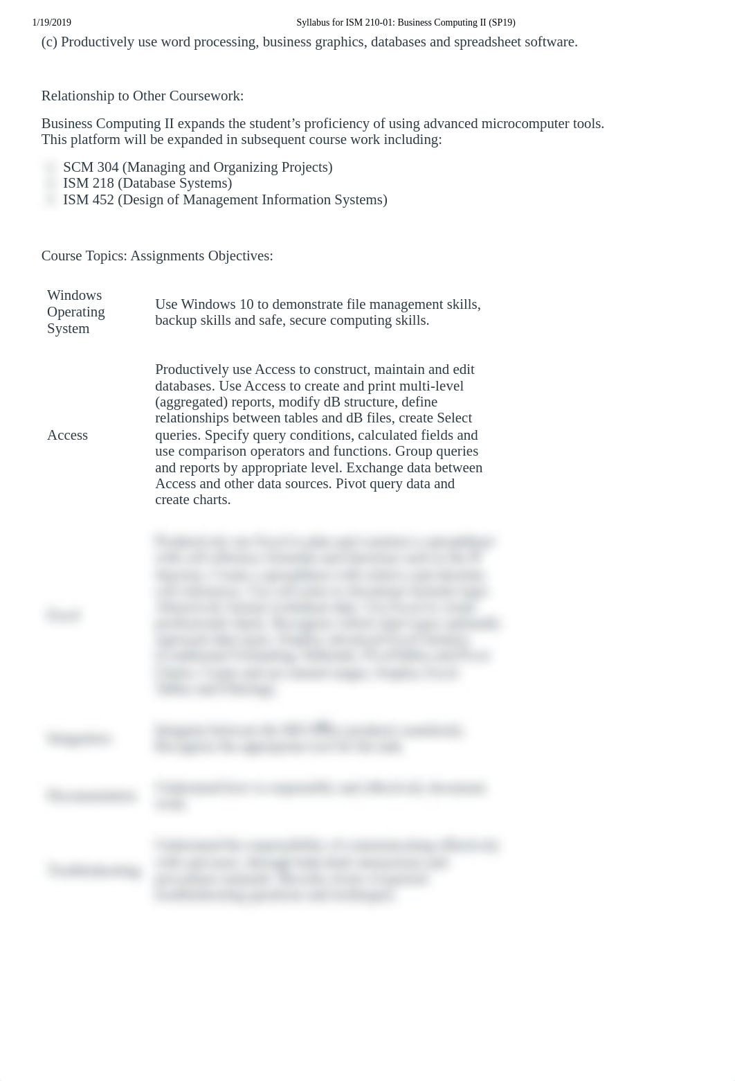 Syllabus for ISM 210-01_ Business Computing II (SP19).pdf_du6apimufi6_page2