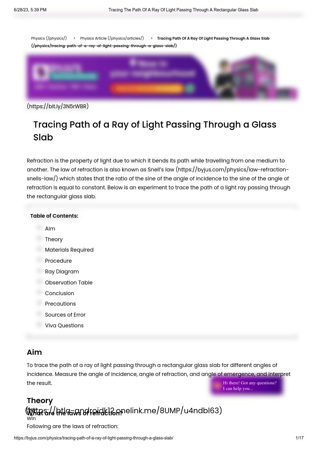 Tracing The Path Of A Ray Of Light Passing Through A Rectangular Glass Slab.pdf_du7tqb77h3i_page1