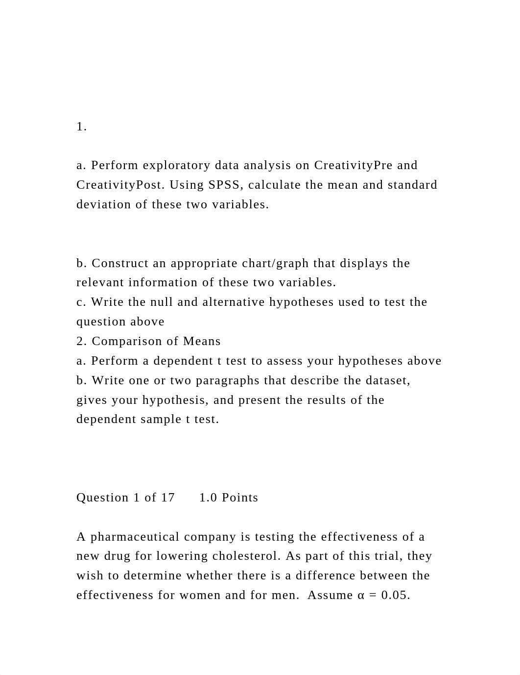 1.a. Perform exploratory data analysis on CreativityPre and .docx_du87bu4veiq_page3