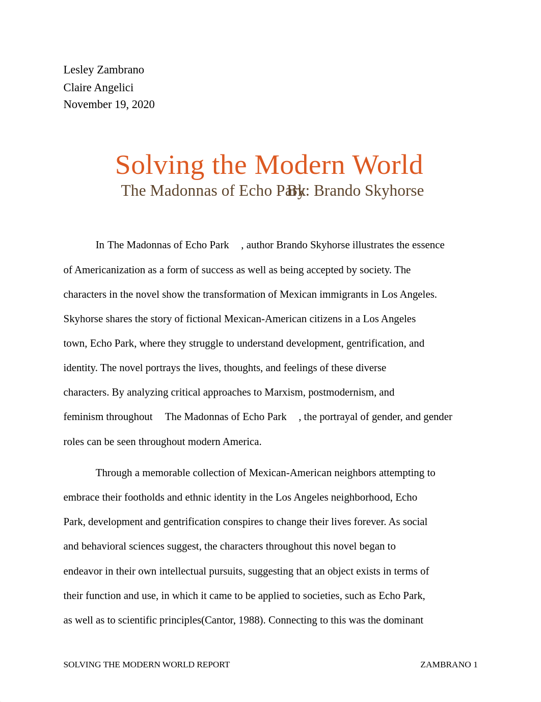 Solving the Modern World-The Madonnas of Echo Park Analysis Essay.pdf_du8s6lktvao_page1