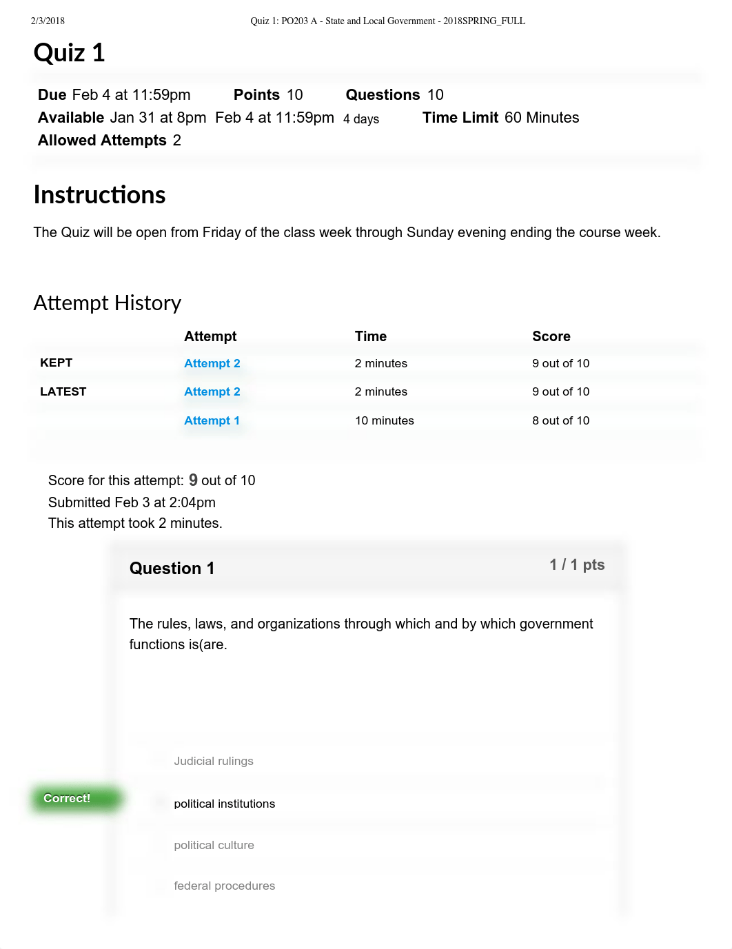 Quiz 1_ PO203 A - State and Local Government - 2018SPRING_FULL.pdf_du8zsd5hhbq_page1