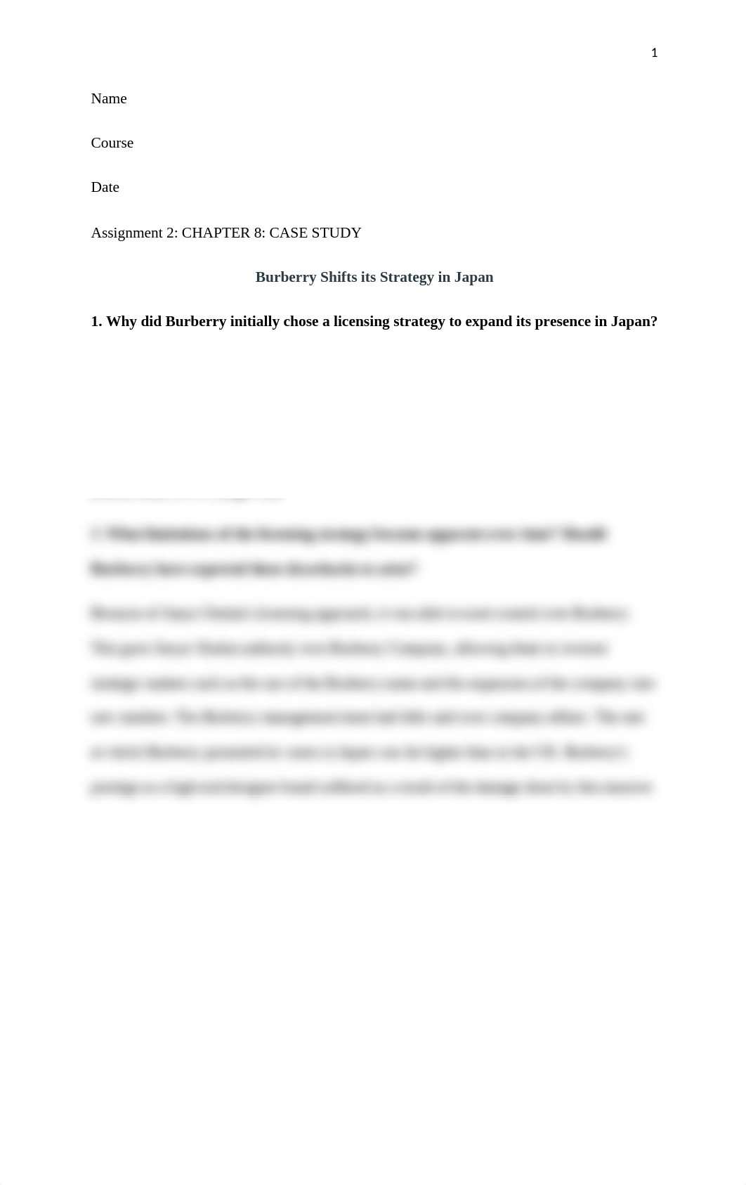 Assignment 2 CHAPTER 8 CASE STUDY Burberry Shifts its Strategy in Japan.docx_du9r1unqkwj_page1