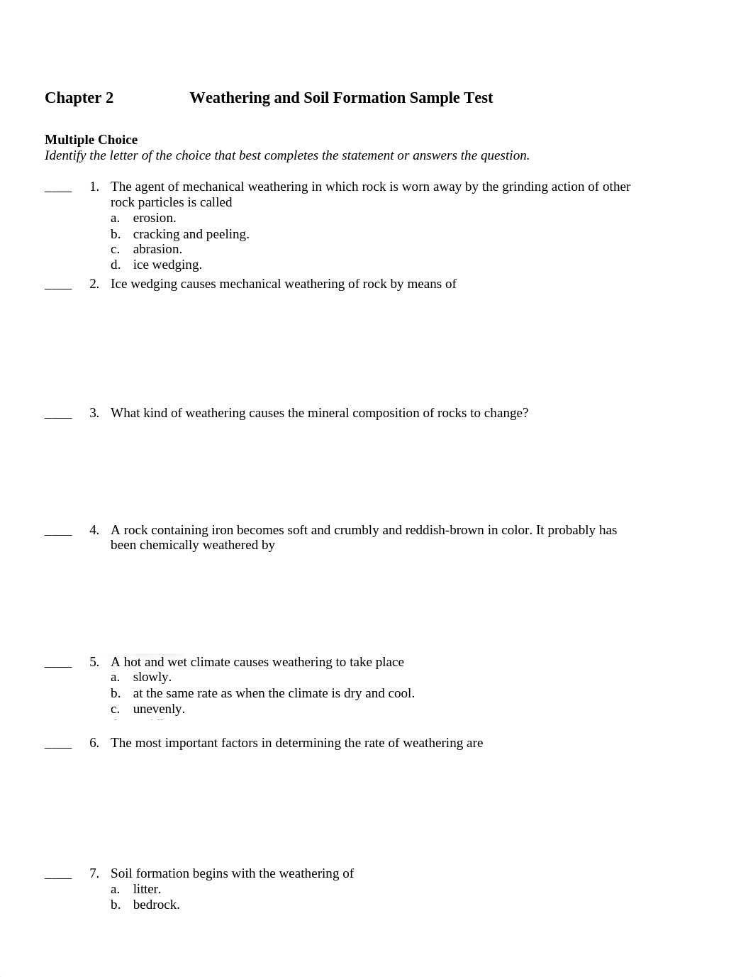 Ch 2 Weathering and Soil Formation Sample Test.doc_du9tl17n47z_page1