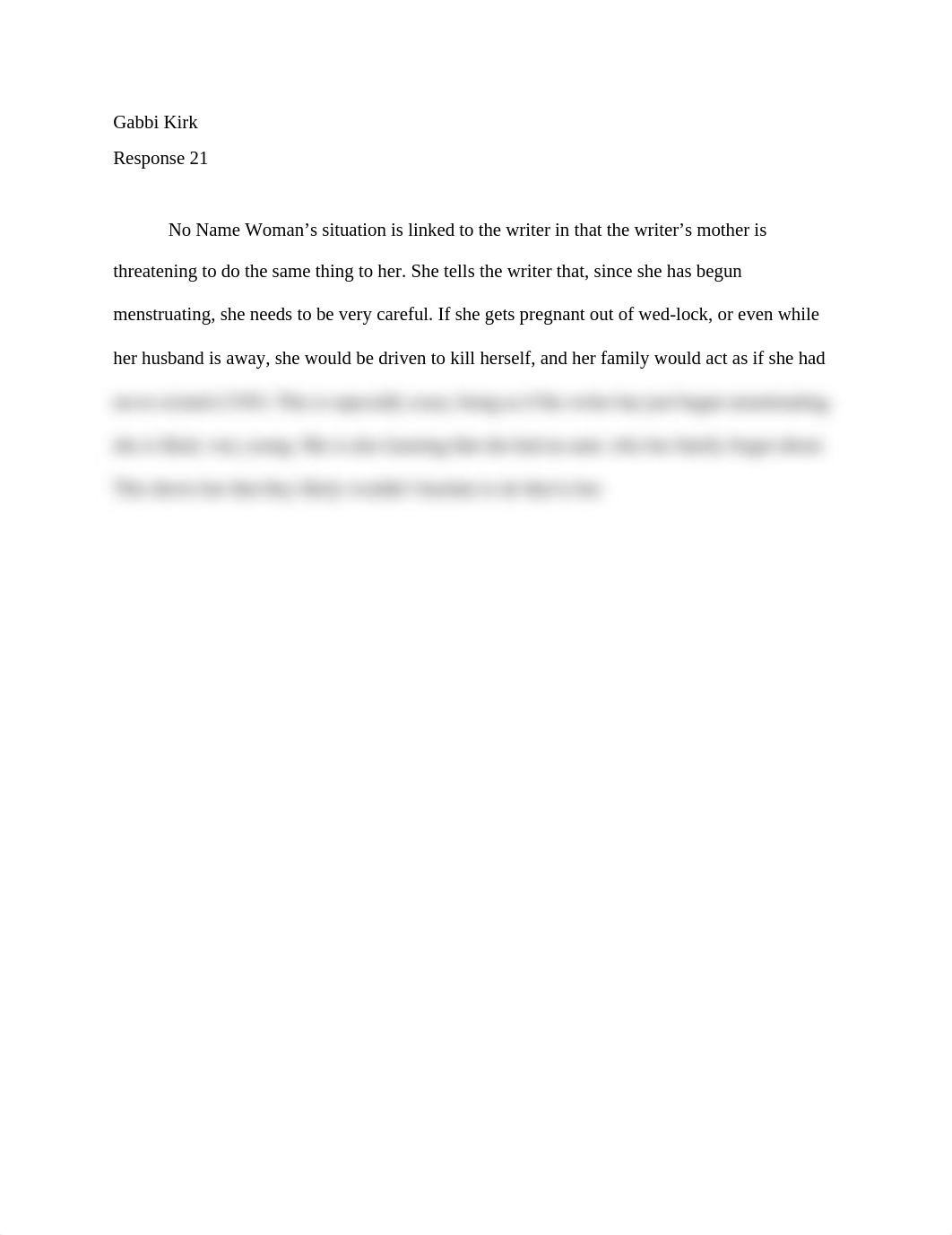 american lit response 21- No Name Woman .docx_du9z4h0uo5u_page1