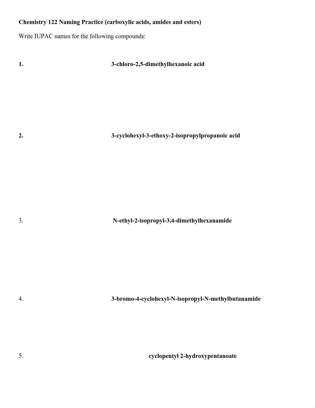 Naming Practice (carboxylic acids, amides, esters and salts)_KEY.pdf_dua02b7jxur_page1