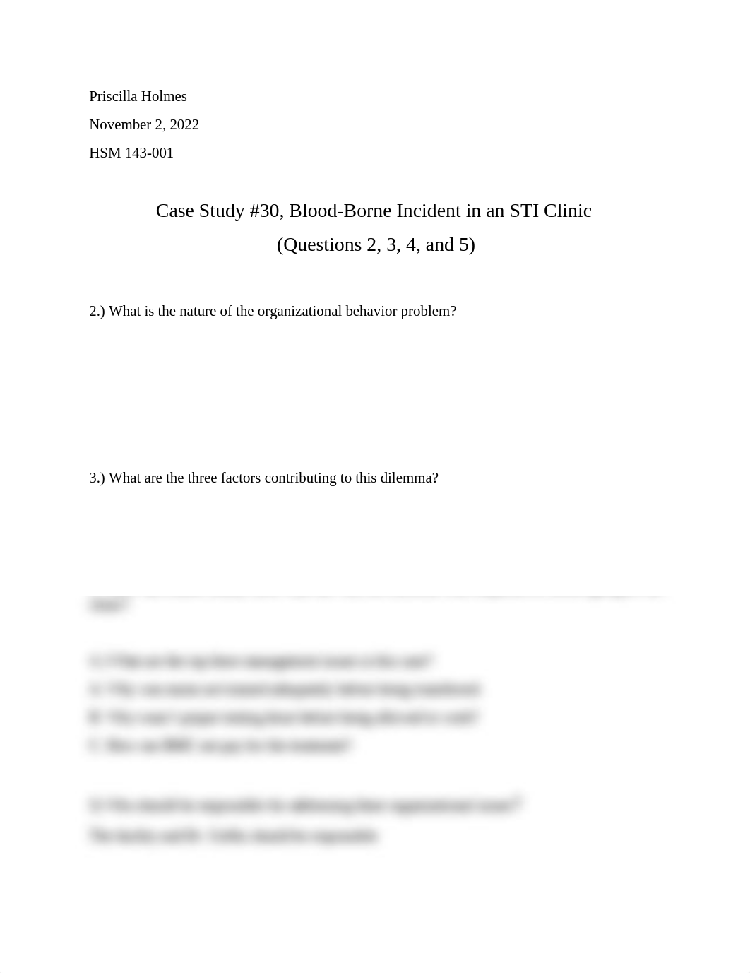 HSM 143-001Case Study 30 Blood-Borne Incident in an STI Clinic  .docx_duaa5ubmweu_page1