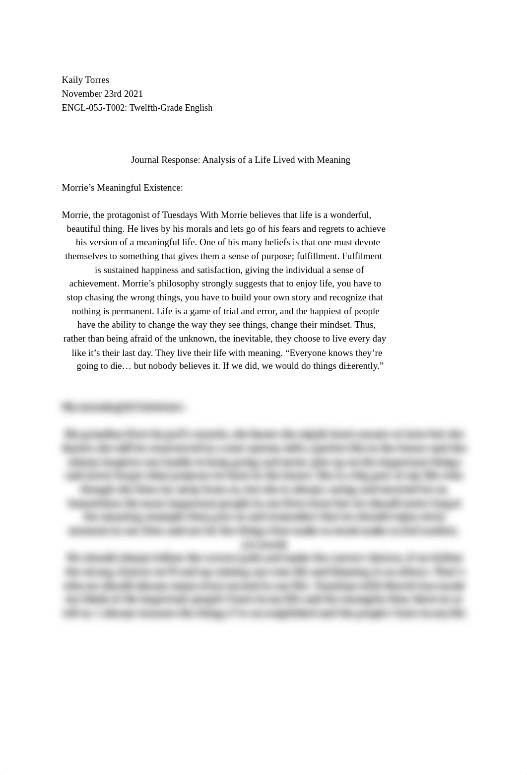 Journal Response_ Analysis of a Life Lived with Meaning.pdf_duaaoet8m7e_page1