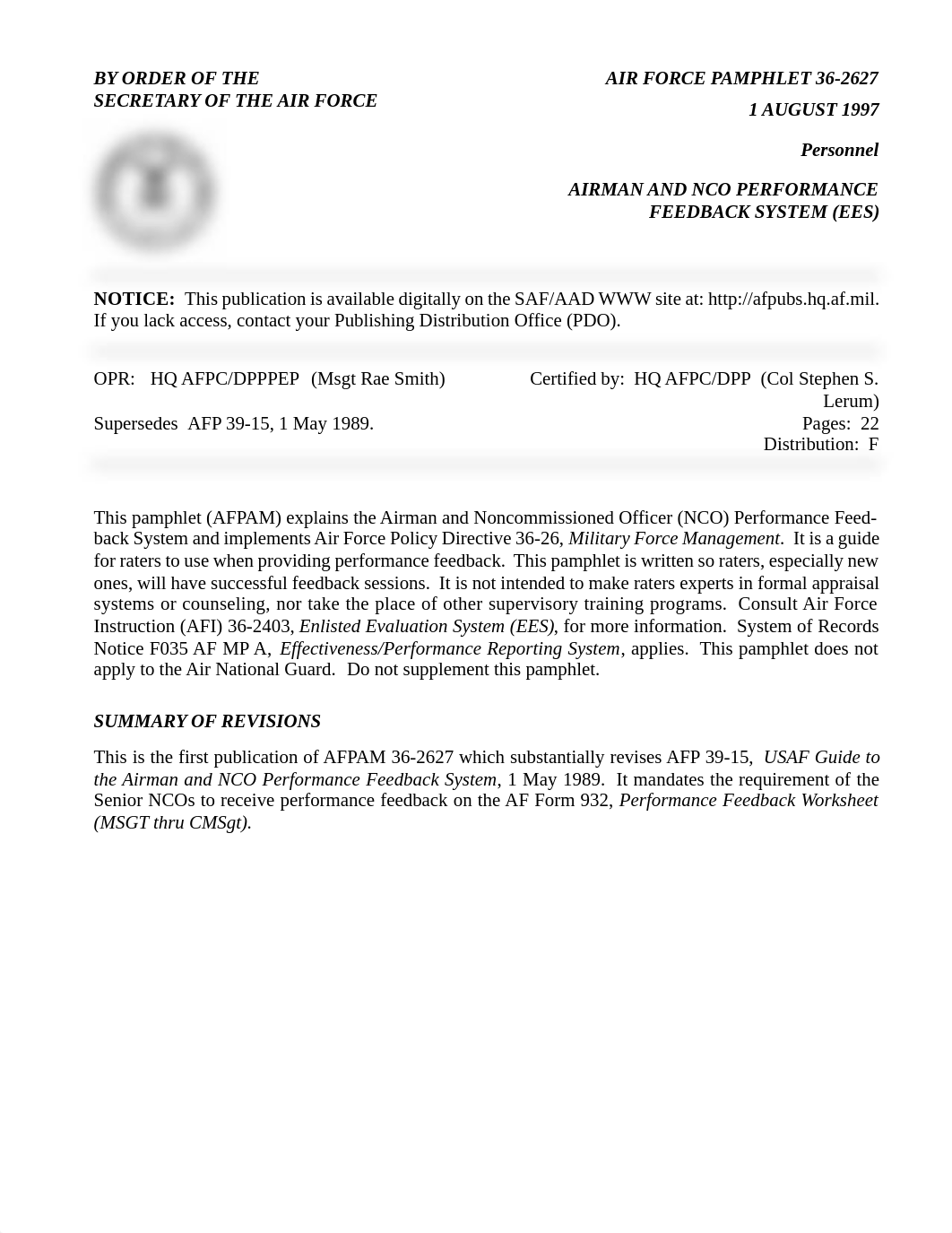 AFPAM 36-2627, Airman and NCO Performance Feedback System, 1 August 1997.pdf_duabyr1pw80_page1