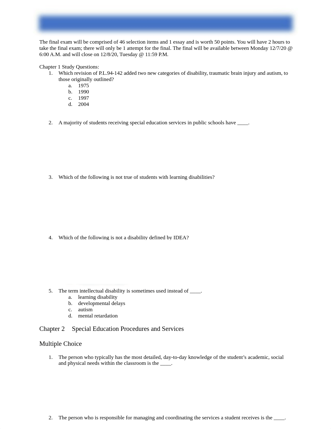 SED 3600 Final for Chapters 1-12 Study Guide and Sample Test Questions (1).docx_duagfrmms0y_page1