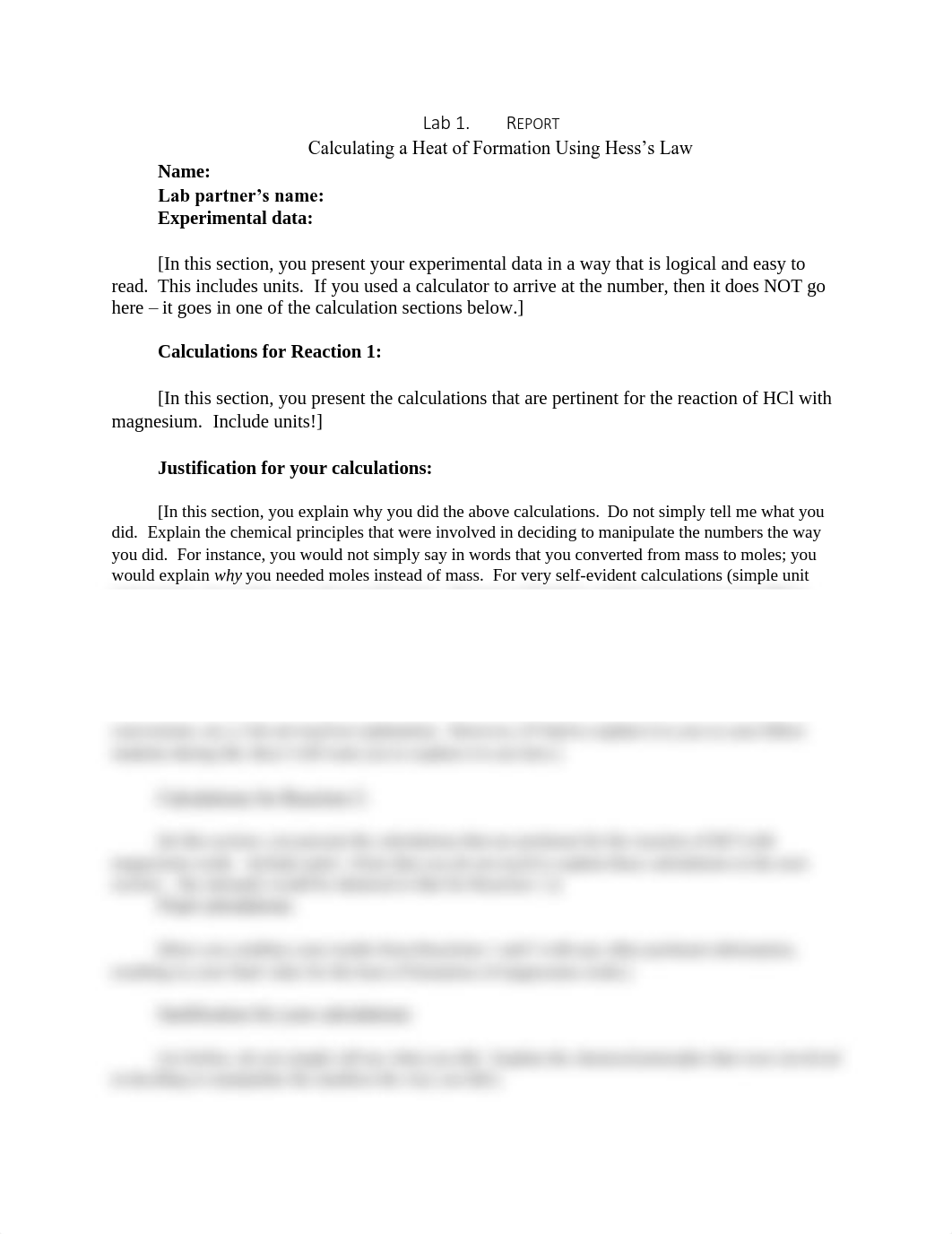 Lab 1 Calculating a Heat of Formation Using Hess's Law - Report.pdf_duam3zr4mns_page1