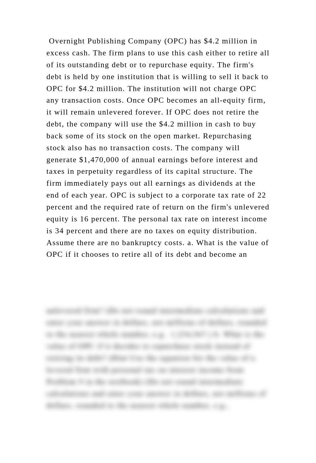 Overnight Publishing Company (OPC) has $4.2 million in excess cash. T.docx_duaqti83cnn_page2