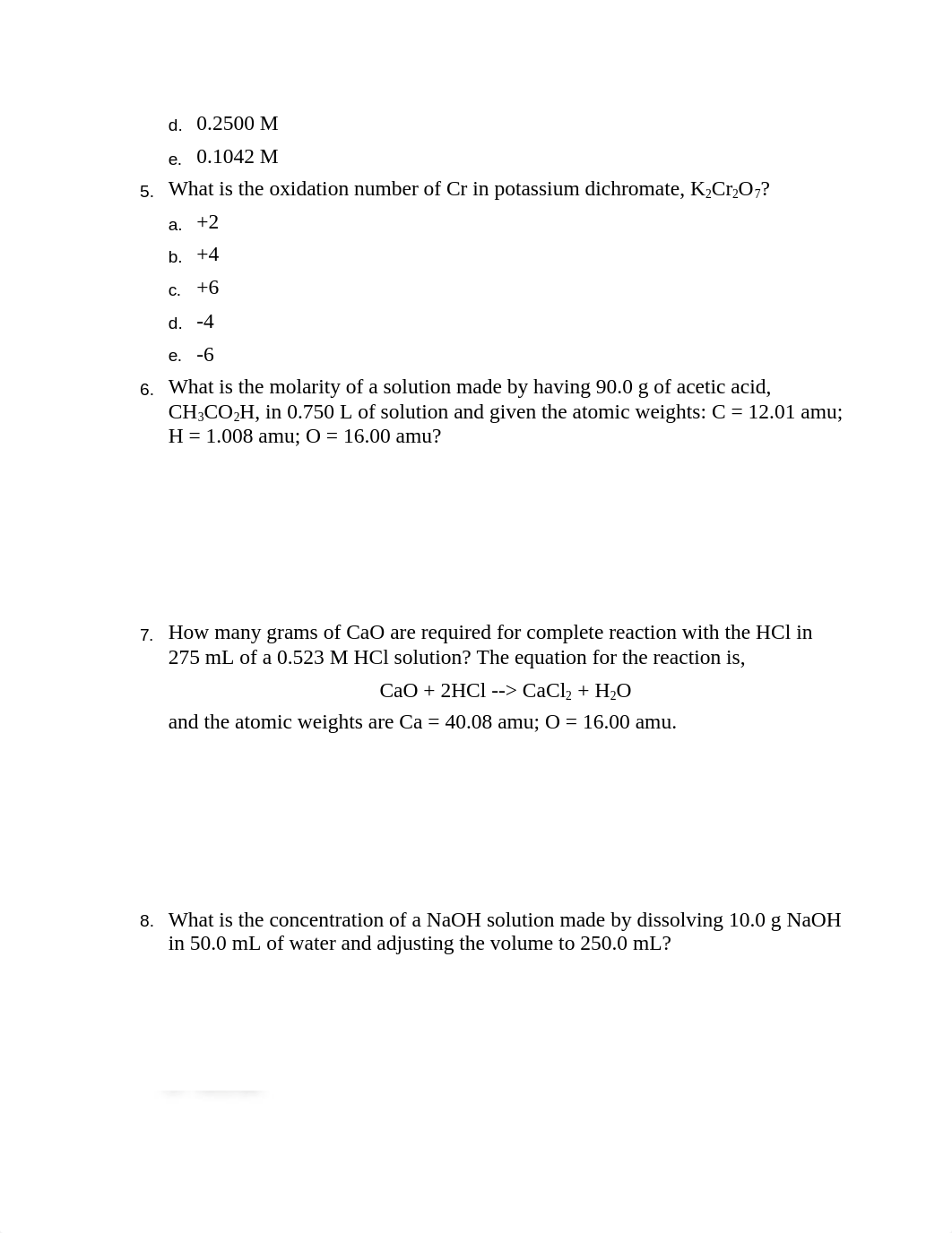 Questions from Previous Chemistry 115 Exams Aqueous Reactions &amp; Solution Stoichiometry_dub8p845cuq_page2