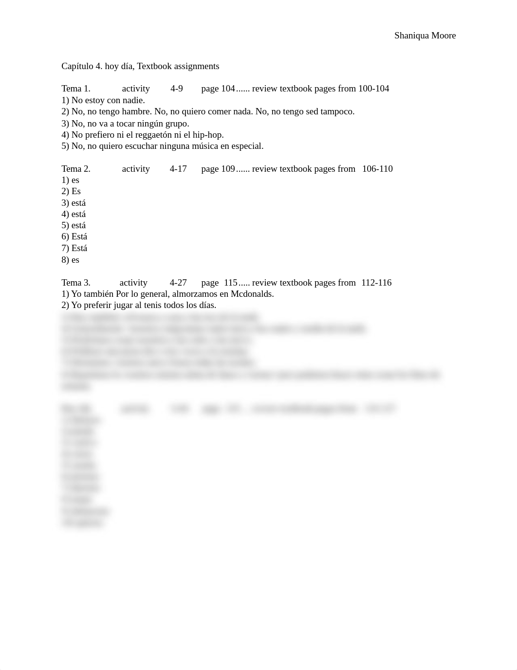 Capítulo 4. hoy día, Textbook assignments_dubaeu5snm3_page1