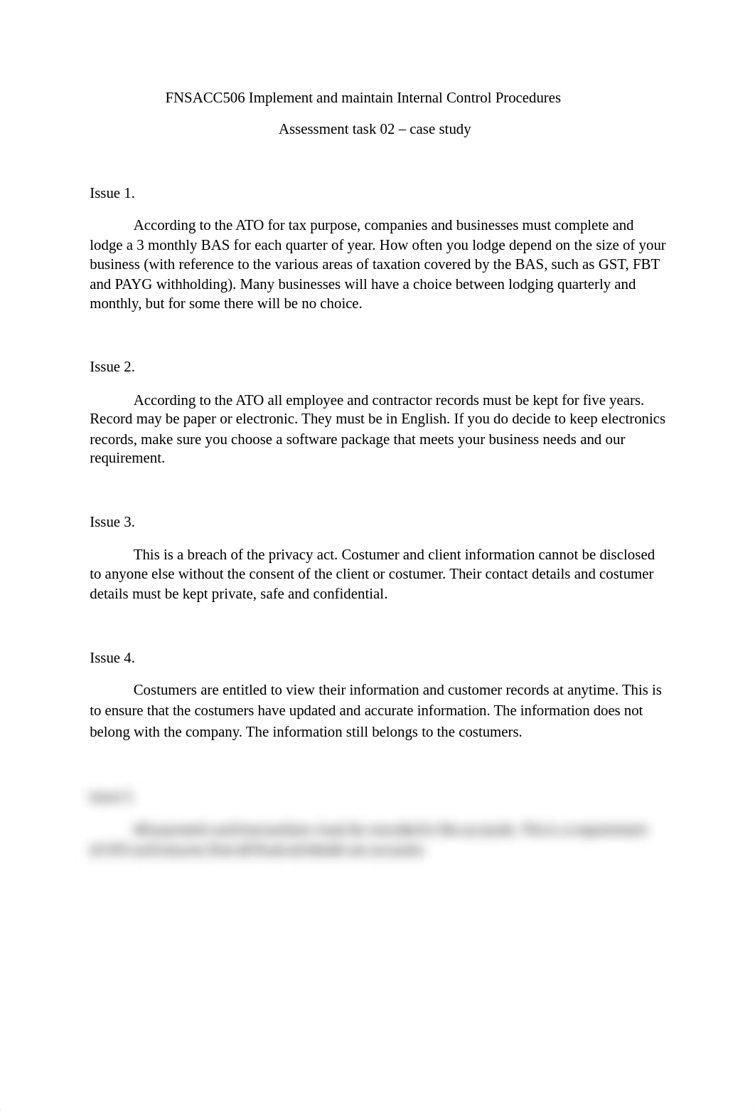 FNSACC506 Implement and maintain Internal Control Procedures.docx_duc1v602b8y_page1