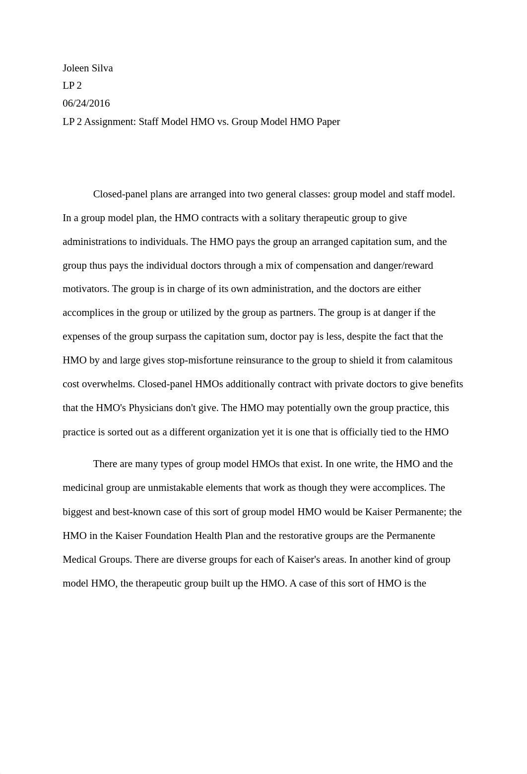 LP2 Assignment-Staff Model HMO vs. Group Model HMO Paper.docx_ducdrtzf0y8_page1