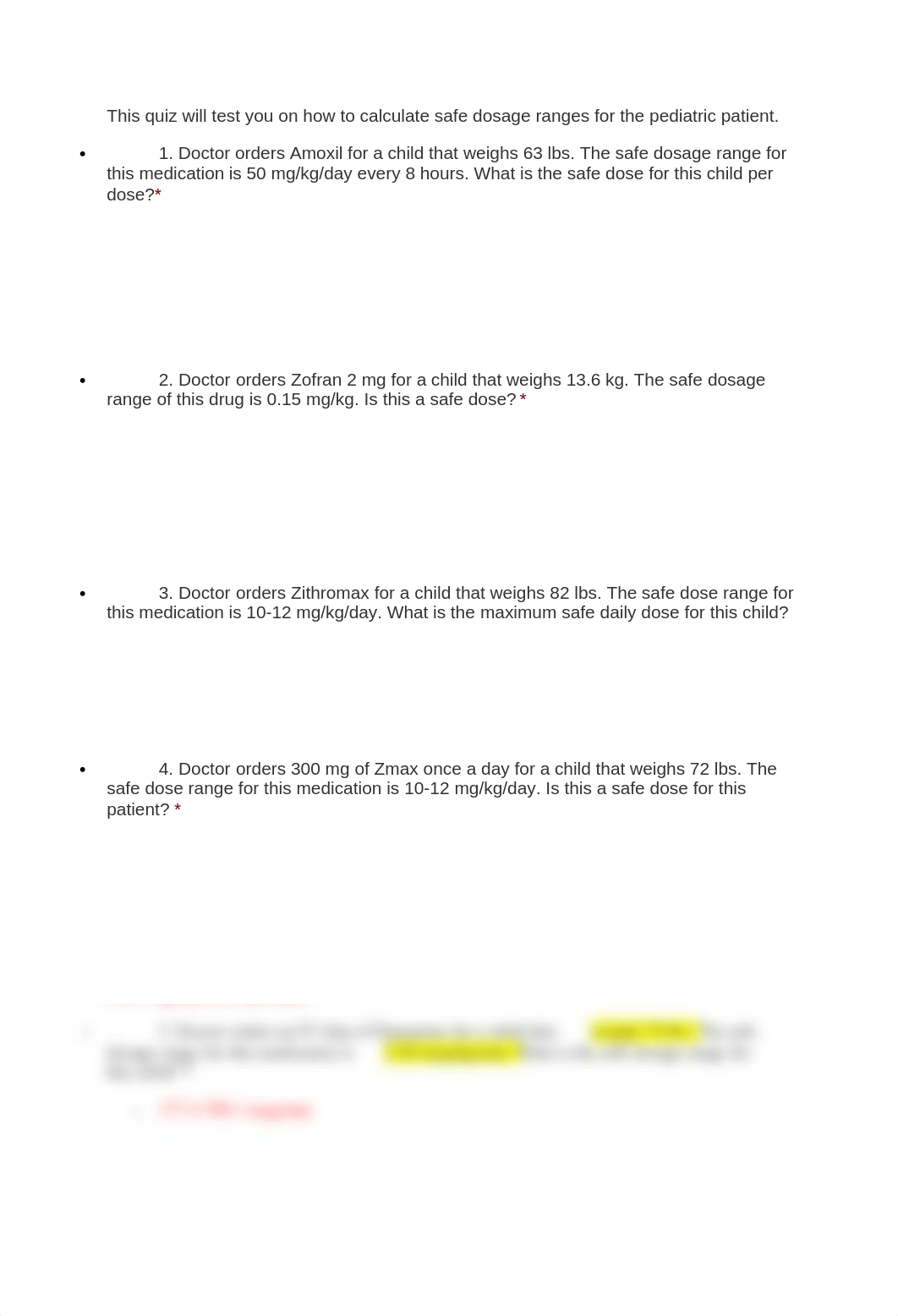 This quiz will test you on how to calculate safe dosage ranges for the pediatric patient.docx_duciy7g7mba_page1