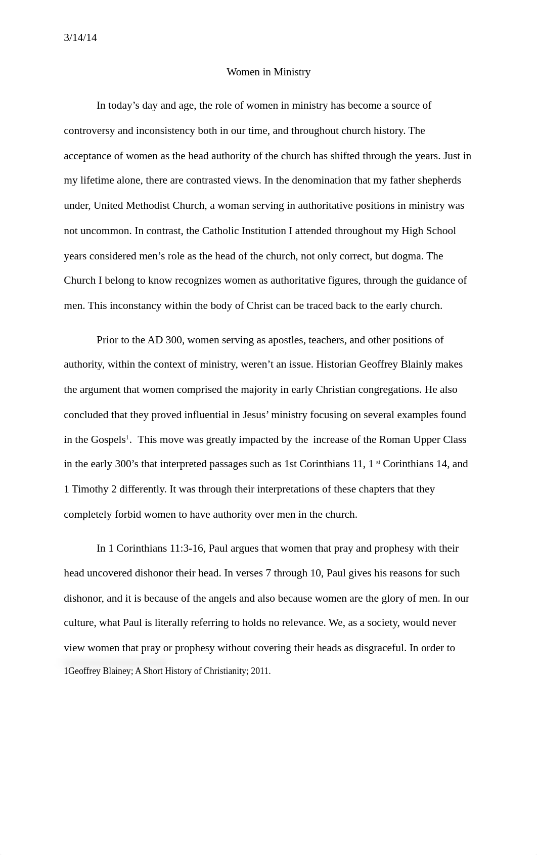 Women and the Church - Essay_dud3p9rmgl3_page1