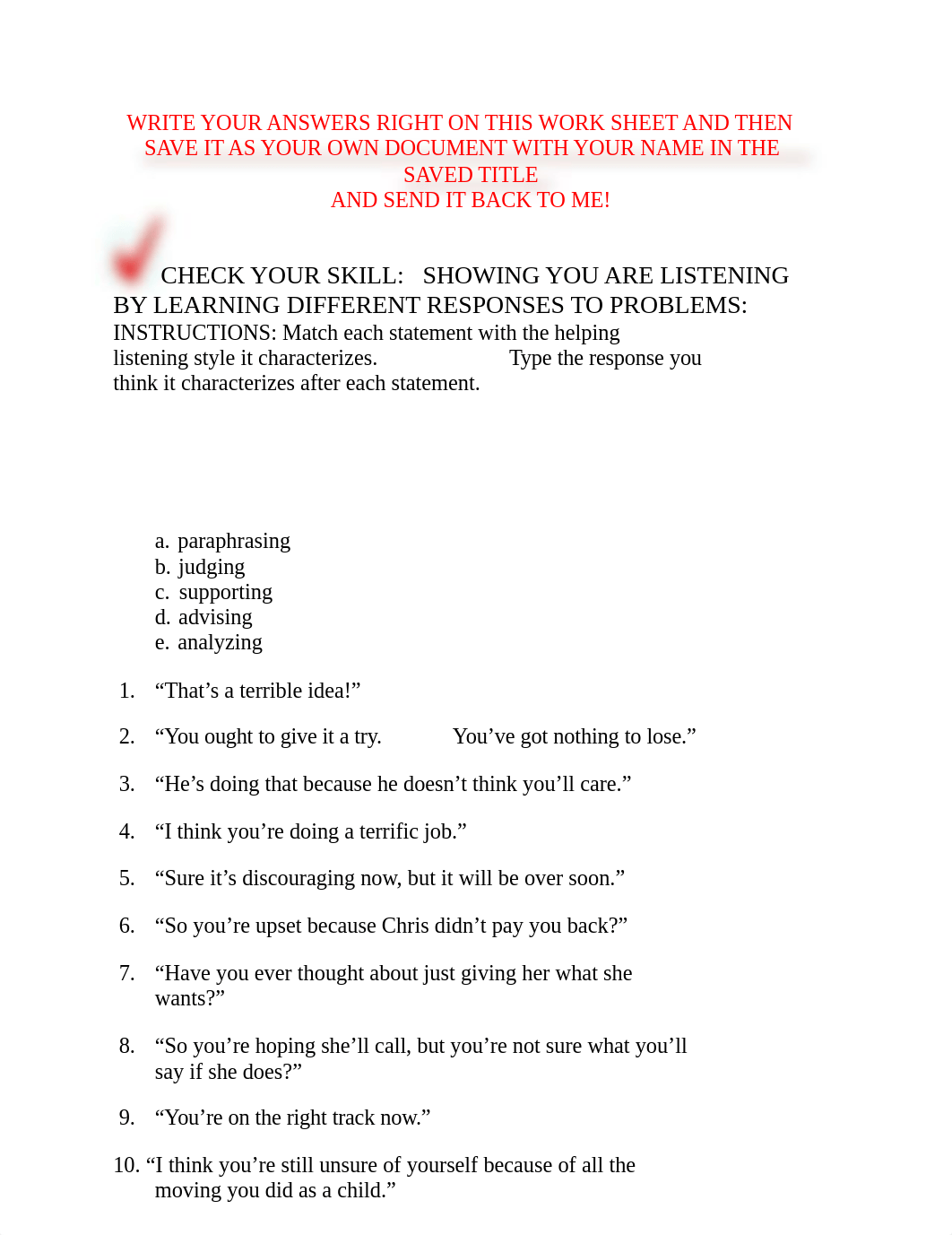 Exercise Responding to problems and paraphrasing.docx_dud5z8ggrek_page1