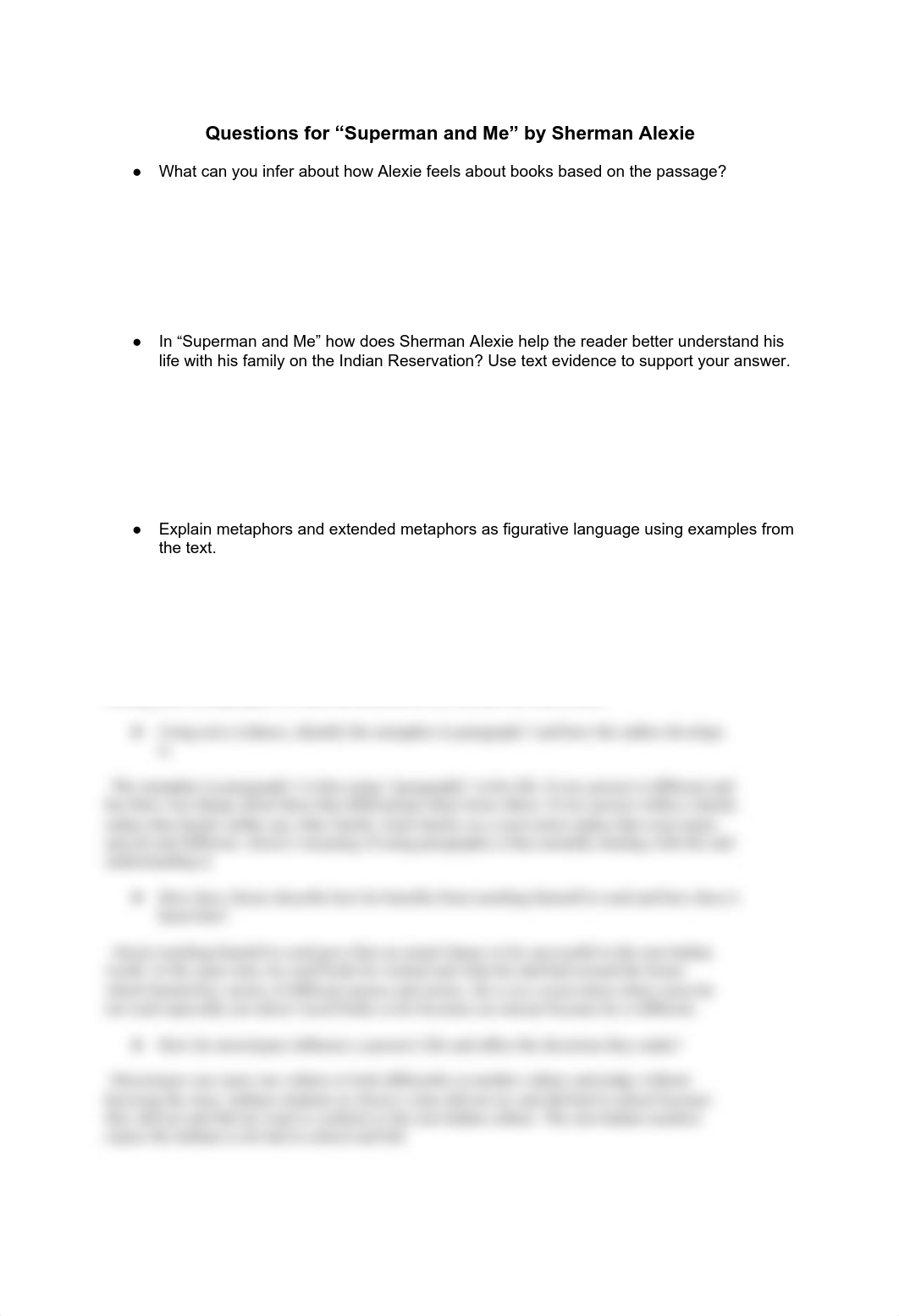 Davis, Kendall, 6th- Questions for "Superman and Me" by Sherman Alexie.pdf_dudxpburku5_page1