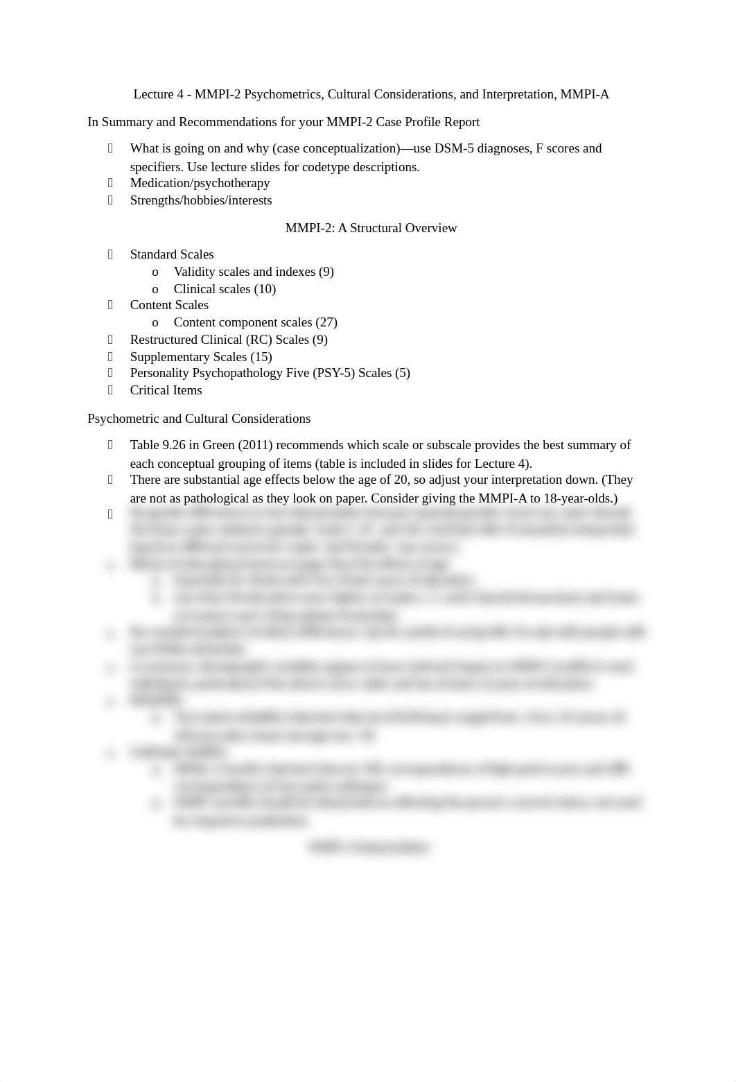 Lecture 4 - MMPI-2 Psychometrics, Cultural Considerations, and Interpretation, MMPI-A.docx_due6axs2dc8_page1