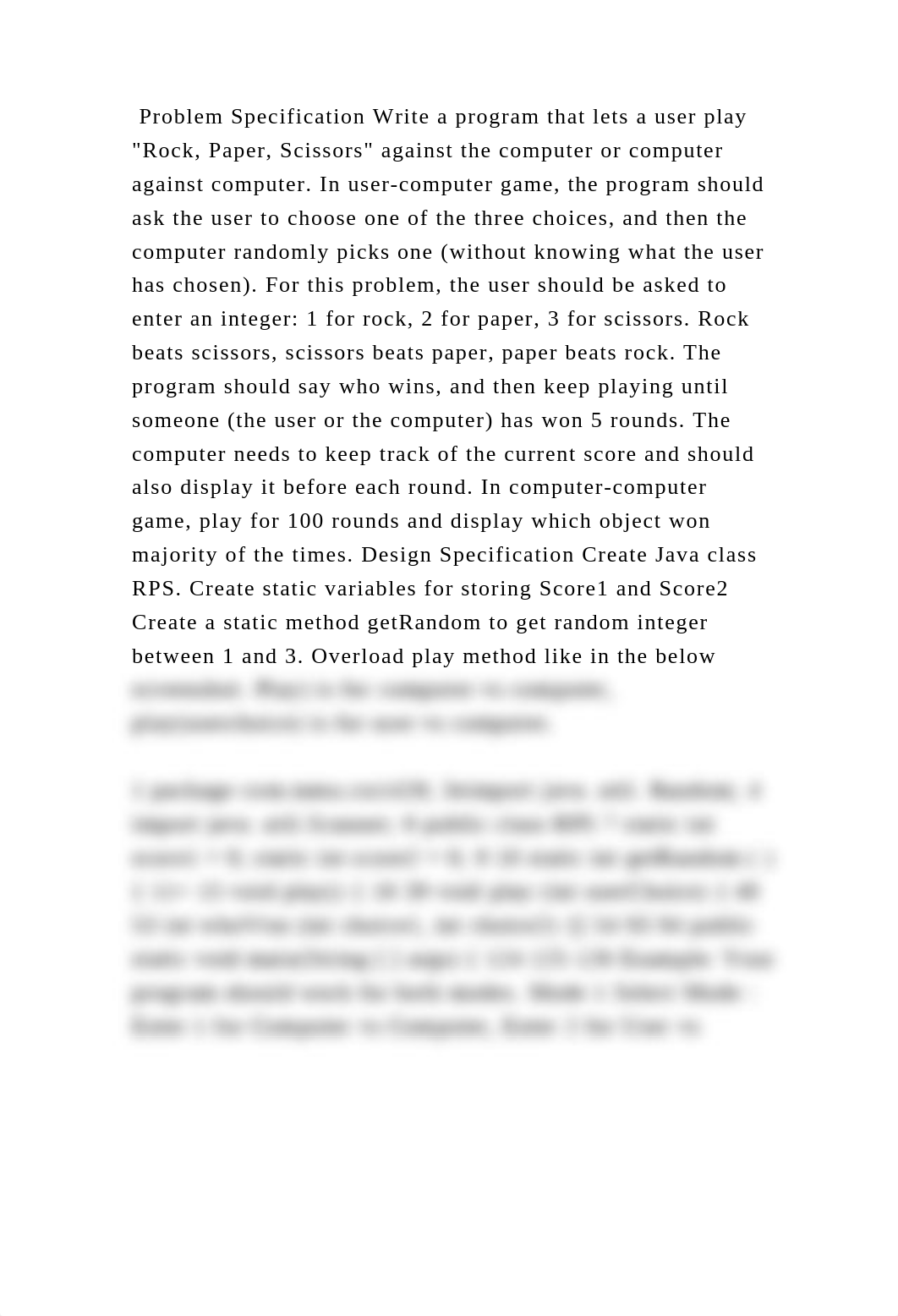 Problem Specification Write a program that lets a user play Rock, Pa.docx_duednc1bfrh_page2