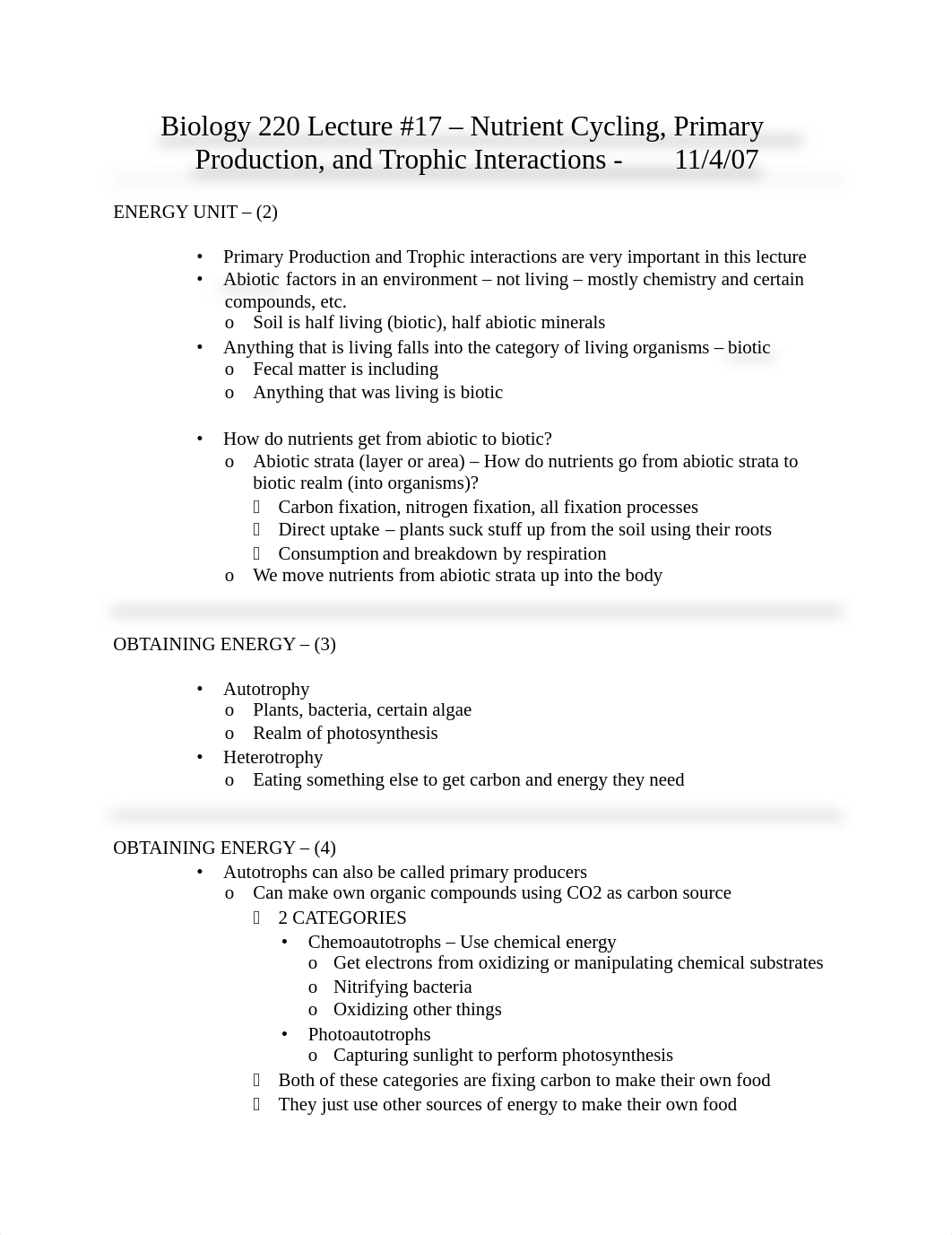 BIOLOGY 220 LECTURE #17 - Notes - 10-30-07_dueoiy6zgjr_page1