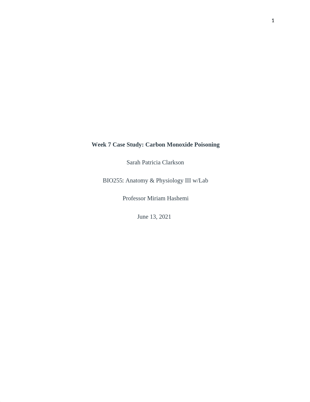 Sarah Clarkson 1 Week 7 Case Study Carbon Monoxide poisoning.docx_dufe5mkz152_page1
