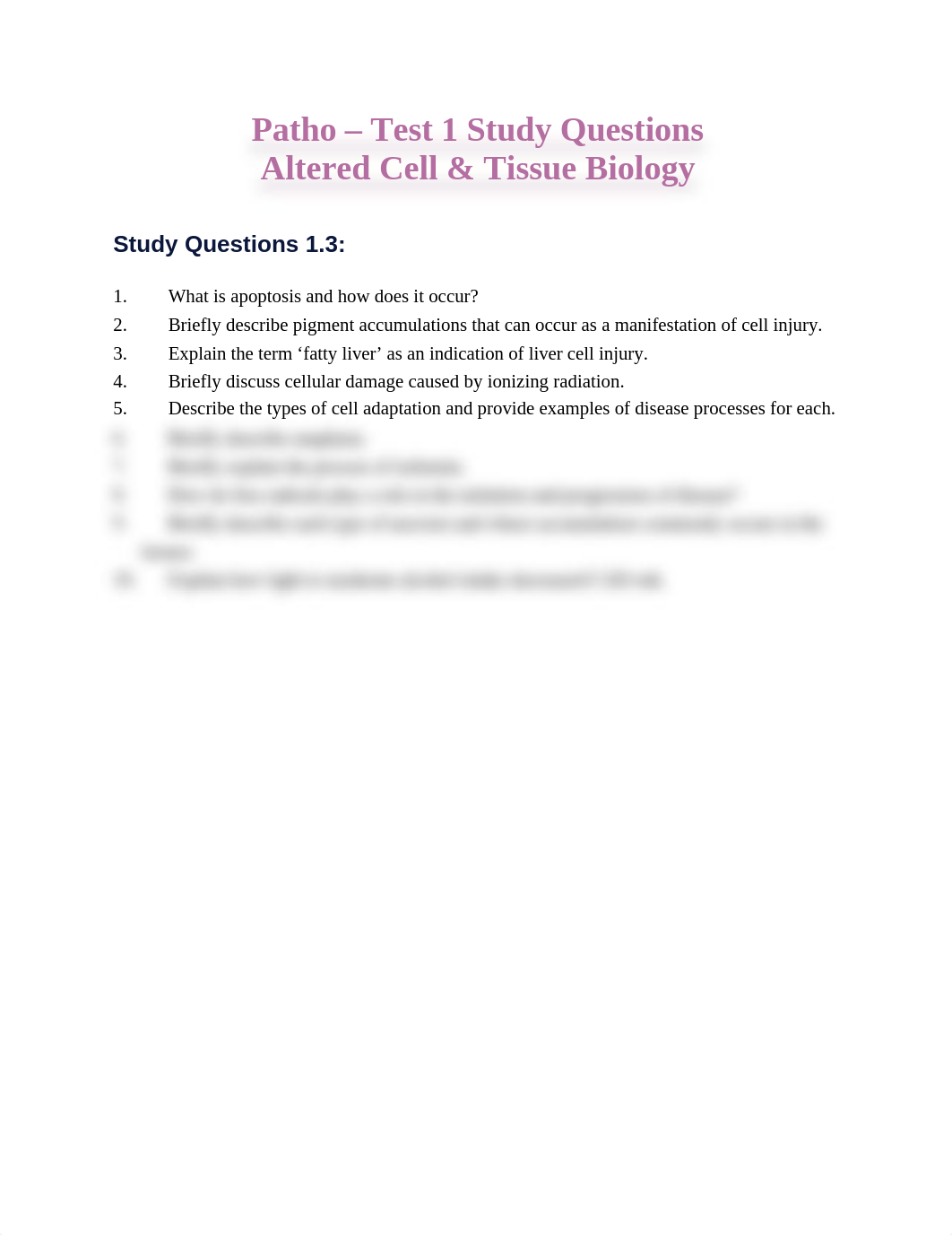 Patho - Test 1 Study Q's - Altered Cell Tissue Biology.docx_dufez2tqa9b_page1