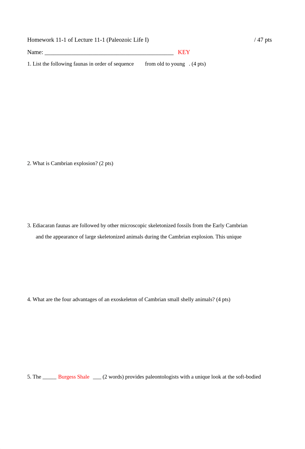 Hw 11-1 of Lect 11-1 (Paleo Life I) with keys.pdf_dugbquxhgsm_page1